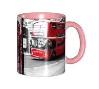 Apbdffjnf Telephone Booth Print Ceramic Coffee Mugs, 11 Oz Ceramic Mugs Tea Cups with Handle for Office and Home Pink