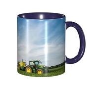 Apbdffjnf Tractor Farm Print Ceramic Coffee Mugs, 11 Oz Ceramic Mugs Tea Cups with Handle for Office and Home Navy Blue