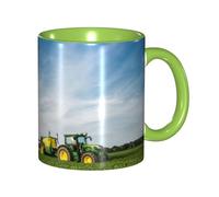 Apbdffjnf Tractor Farm Print Ceramic Coffee Mugs, 11 Oz Ceramic Mugs Tea Cups with Handle for Office and Home Green
