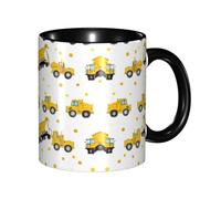 Apbdffjnf Tractor Farming Print Ceramic Coffee Mugs, 11 Oz Ceramic Mugs Tea Cups with Handle for Office and Home Black