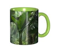Apbdffjnf Tropical Rainforest Jungle Scene Print Ceramic Coffee Mugs, 11 Oz Ceramic Mugs Tea Cups with Handle for Office and Home Green