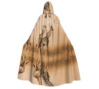 Apbdffjnf (Two Giraffe Running on The Barren) Print Adult Thick Hooded Cloak Unisex Cloak with Hood, Halloween Hooded Cape for Women Men Soft and Elastic