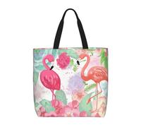 Apbdffjnf Two Red Flamingos Printed Totes Bag Shoulder Handbags Big Capacity Reusable Shopper Bag for Women Girls