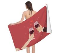 Apbdffjnf Valentine's Day Toasting Wine Glasses Wedding Printed Bath Towel Quick Dry Super Absorbent Microfiber Towels for Travel Beach Swim Camping Gym 80x130 cm