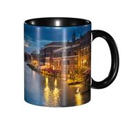 Apbdffjnf Venice Night Print Ceramic Coffee Mugs, 11 Oz Ceramic Mugs Tea Cups with Handle for Office and Home Black