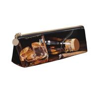 Apbdffjnf Whisky and Cigarette Picture Print Triangle Pencil Case Leather Pencil Bag Pen Pouch Makeup Bag for Women Men School Office and Travel