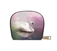 Apbdffjnf White Swan Printed Leather Credit Card Holder ID Business Card Case Purse Small Wallet with Zipper for Men & Women