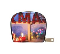 Apbdffjnf Xmas Party Printed Leather Credit Card Holder ID Business Card Case Purse Small Wallet with Zipper for Men & Women