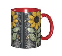 Apbdffjnf You are My Sunflower Print Ceramic Coffee Mugs, 11 Oz Ceramic Mugs Tea Cups with Handle for Office and Home Red