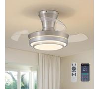 APBEAMLighting Retractable 28 Inch Low Profile Ceiling Fan - Brushed Nickel