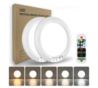 APCENS 8000mAh Rechargeable Motion Sensor Ceiling Light with Remote, 7.5" Ultra-Thin Battery-Operated Wireless Closet Light Indoor, Dimmable, Timer, Magnetic Mount for Hallway & Pantry, 2-Pack