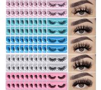 APCYUST Lashes Bulk Wispy Eyelashes Wholesale 100 Pairs 5 Styles 15mm 18mm Dramatic Cat-Eye Faux Mink Lash Reusable 5D Soft Eyelash with Individual Glitter Portable Pack