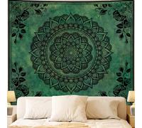 Apdidl Extra Large Green Boho Mandala Tapestry for Bedroom Aesthetic, Hippie Indian Vintage Floral Decor Wall Hanging, Bohemian Ceiling Flower Plants Art Backdrop Wall Tapestries for Dorm Living Room