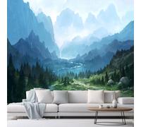 Apdidl Large Forest Tapestry for Bedroom Aesthetic 90'' X 71'' Foggy Mountain Tree Nature Wall Tapestry Landscape Backdrop Green Woodland Scenery Wall Hanging for Living Room Ceiling Decor