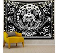 Apdidl Skull Tapestry for Bedroom Aesthetic Skeleton Tapestry Black and White Trippy Goth Decor Moth Snake Moon Stars Constellation Wall Hanging for Halloween Christmas Decor Living Room 60'' x 79''