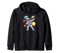 Ape Astronaut Monkey Dabbing Funny Space Animal for Kids Zip Hoodie