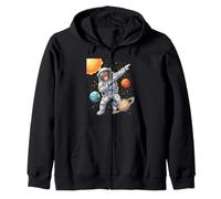 Ape Astronaut Monkey Dabbing Funny Space Animal for Kids Zip Hoodie
