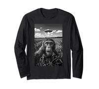 Ape Humor Chimpanzee UFO Gorilla Chimp Invasion Space Long Sleeve T-Shirt