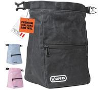 APE13® Chalkbag Bouldering in 3 Colours, Robust Magnesia Bag with Roll Top & Magnetic Closure, Large Chalk Bag with Brush Holder & Zip Pockets, Climbing & Boulder Accessories (Classic Black)
