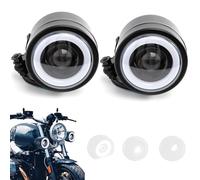 APEBAZY Chrom Motorcycle Auxiliary Lights Chrome Motorbike Fog Lights Motorcycle Spotlights (Black)