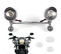 APEBAZY Chrom Motorcycle Auxiliary Lights With Bracket Chrome Motorcycle Spotlights 2 PCS Motorbike Fog Lights Compatible with Shadow VT 750 1100 VTX 1 etc