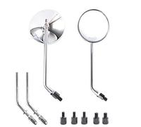 APEBAZY Motorcycle Rear View Mirror, Classic Retro 4 Inch Chrome Round Handlebar Side Mirror with 8 mm 10 mm Screws and Metal Shafts for ATV Scooter Dirt Bike Cruiser, silver