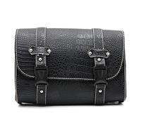 APEBAZY Multi-Functional Motorcycle Hanging Bag Flat Square Tool Bag Plastic Buckle Fashionable Crocodile Pattern Design Classic Black
