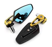 APEBAZY Universal Bar End Mirrors Motorcycle 360° Rotatable Aluminium Handlebar End Mirror Motorcycle Rearview Mirror Compatible with Quad Scooter ATV (Gold)