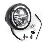 APEBAZY Universal Motorcycle Headlight Assembly LED Daytime Running Lights Round Motorbike Front Lamp Motorbike Headlight for Cafe Racer Bobber Chopper