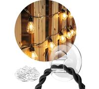 (ApeBest) Light Clips for Outside String Lights: 24 Pack Adhesive Hooks for Outdoor String Lights - Outdoor Light Clips for Patio Balcony Fence - Rope Led Light Strip Christmas Decor Hooks