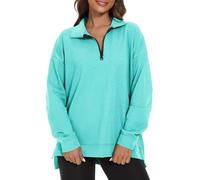 APEIYU Half Zip Pullover Womens Sweatshirts Long Sleeve Tops for Ladies Sweatshirts Lapel Zipper Casual Pullover Tops Knit Shirts Aqua XXL