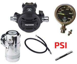 APEKS XTX50 DST + SPG PSI + 100cm Regulator Hose & HP Hose - Stage Deco Bottle