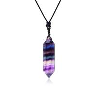 Apengshi Natural Healing Crystal Double Pointed Pendants Natural Crystal Quartz Necklace 6 Faceted Chakra Crystal Wand Energy Stone Necklace Pendant Meditation Balance Reiki Gifts, 1.57-1.96in, Quartz