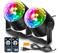 Apeocose [2-Pack] Disco Ball DJ Party Lights Sound Activated Remote Control, 12 Modes Stage Strobe Lights for Halloween Party Decorations Birthday Christmas Home Room Dance Parties Glow Party Supplies