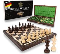 APEQi® Royal Chess Game Wood Quality Solid Wood 34.5 x 34.5 cm from 14 Years Gift Idea Elegant Chess Board Folding Chess Box with Chess Pieces from EU