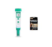 Apera Instruments PH20 Value pH Meter, Pocket Tester, Waterproof, ±0.1 pH Accuracy, 0-14 pH Range, ±0.5°C Temperature Sensor, Complete kit+Duracell NEW Optimum AAA Alkaline Batteries [Pack of 4]