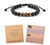 APERCEVOIR Inspirational gift for teenagers, brothers, sisters, young men and women, natural gemstone bracelet with motivational card, Medium, Natural volcanic rock and tiger eye, No Gemstone