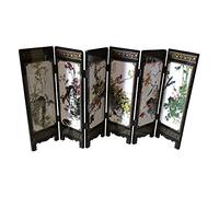 APERFECT Decorations for The Home, 6 Panel Divider, Mini Folding Screen, Chinese Lacquerware, Mini Desktop Folding Screen, Feng Shui Ornaments, Oriental Gift, Business Gift