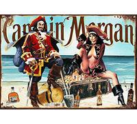Aperiy Captain & Lady Morgan Signs Metal Tin Aluminium Plaque Vintage Pub Tiki Bar Home Cafe Wall Beer Retro Club 8"x12" Inches