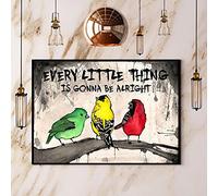 Aperiy Cute Sign Three Little Birds Paper Bathroom Wall Decoration That Everything Will Be Okay Tin Sign Home Decoration Indoor And Outdoor Poster Metal Sign 8x12inch
