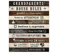 Aperiy Farmhouse Grandparents House Rules Wall Art Poster Metal tin Signs Vintage Wall Plaque Retro Club Pub bar Poster Decor 12"x8" Inch