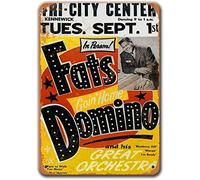 Aperiy Fats Domino Poster, Vintage Metal Wall Art Fats Domino Tin Sign for Man Cave Coffee Bar Home Decor 8x12 Inches