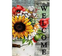 Aperiy Flower Bucket Welcome Metal Sign Indoor Outdoor Poster Tin Sign Metal Home Wall Decoration 8x12inch