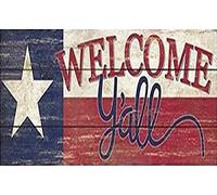 Aperiy Home Rustic Wood Wall Sign Texas Flag Welcome Y'all Home Decor Plaques Metal Poster Plate for Home Club Men Cave Durable Metal Sign Plaque Poster for Wall Decor 8x12 Inch