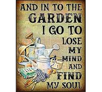 Aperiy Looking for My Soul in The Garden Posters, Gardening Prints, Gifts from Farmers, Signs of Home, Metal Sign Indoor Outdoor Poster Tin Sign Metal Home Wall Decoration 8x12inch