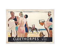 Aperiy Tin Sign Vintage Railway Poster Cleethorpes Tin Sign Bathroom Backyard Garage Man Cave Shed Office Craft 8x12 Inch