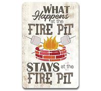 Aperiy What Happens at The Firepit Tin Sign Cafe Bar Home Wall Art Decoration Retro Metal Tin Sign 8x12 Inch