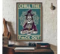 Aperiy Witch Metal Sign Witch Yoga Relaxation Poster Metal Tin Sign/Metal Plaque 8x13inch
