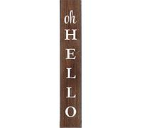 Aperiy Wooden sign oh hello front porch sign house welcome sign front door sign street sign outdoor antique large home decoration vertical home sign wall decoration 16x4 inches, 16x4 Wood Sign