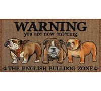 Aperiy Yard Sign - English Bulldog Warning Sign, Funny Dog Mat, Home Decor Tin Sign/Poster Metal 8x12inch
